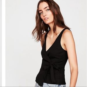 Express black wrap front sleeveless top